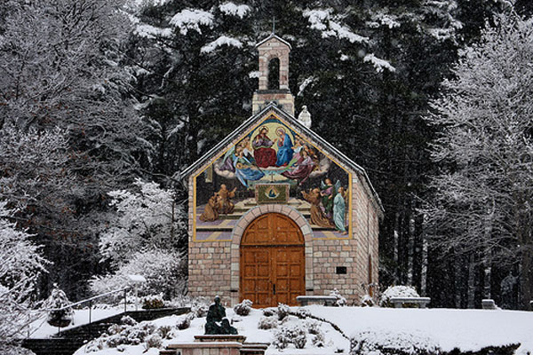 The Portiuncula Chapel, on the grounds of Cardinal Cushing Centers, Hanover, Massachusetts