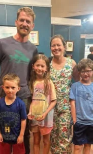 David Traggorth and his family at a Cushing art exhibit