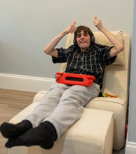 Dylan Singer relaxes at home.