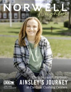 June 2025 Norwell Neighbors Magazine Cover featuring Cardinal Cushing Student Ainsley