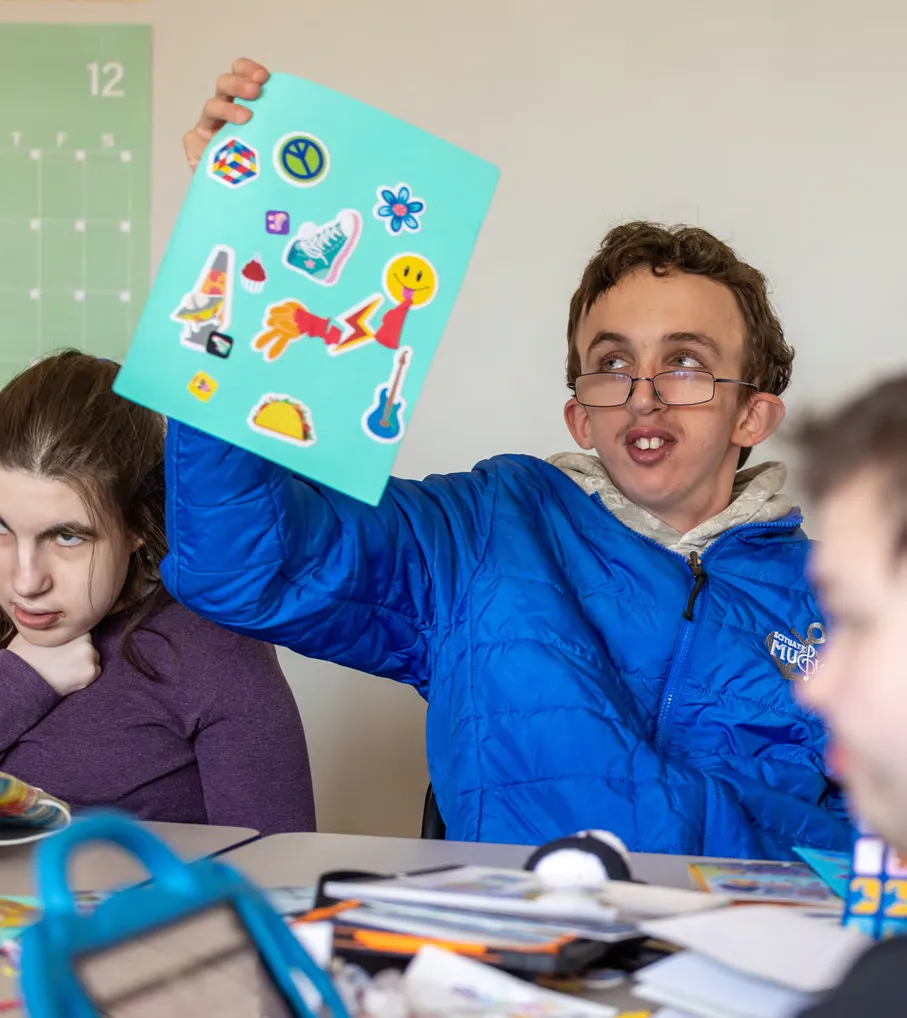 Cushing student Zach Gates shows off his work.