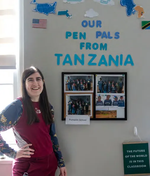 Cushing teacher Elizabeth Abbott has enjoyed introducing her students to students in Tanzania.