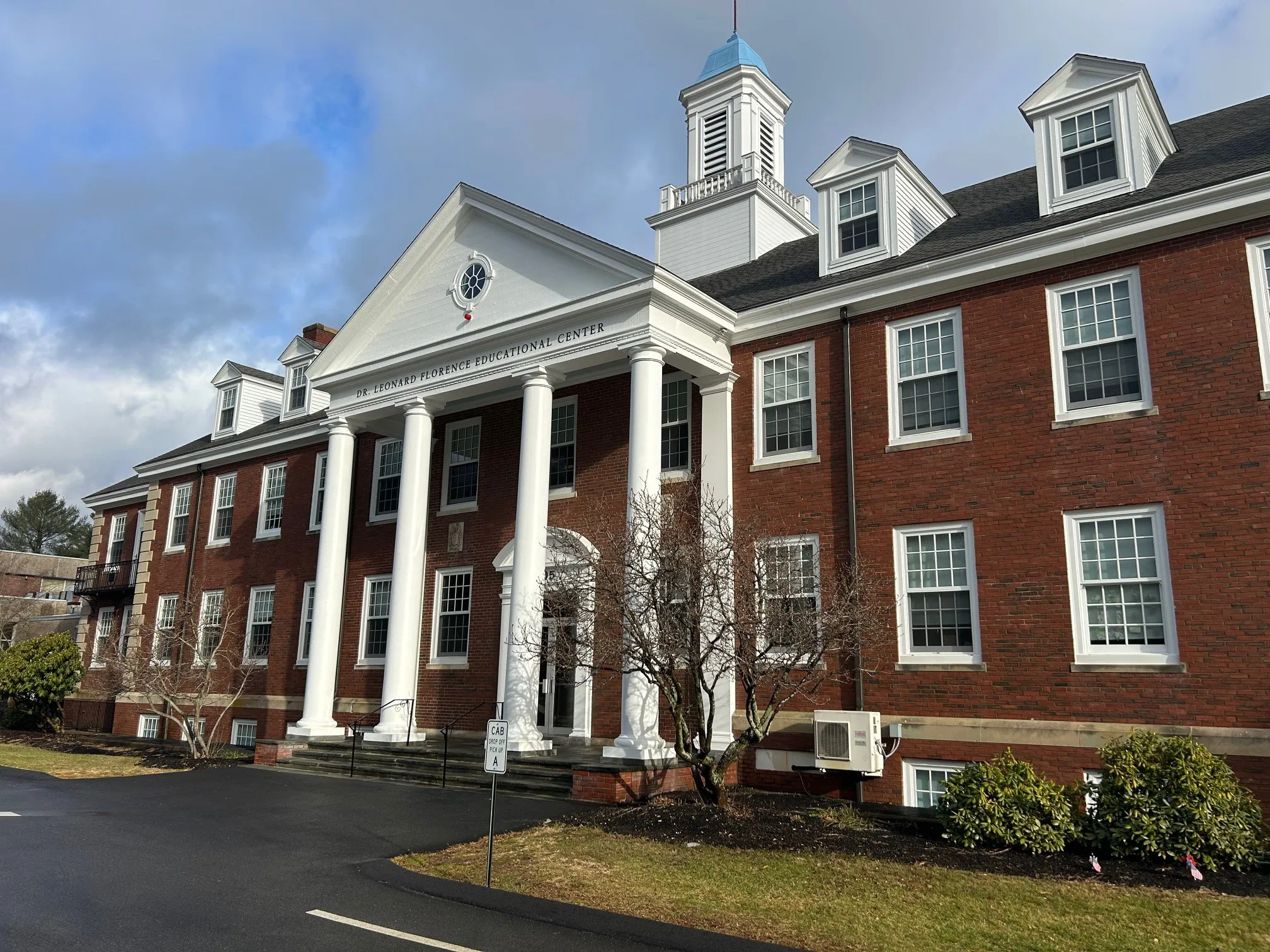 Front of Cushing school building