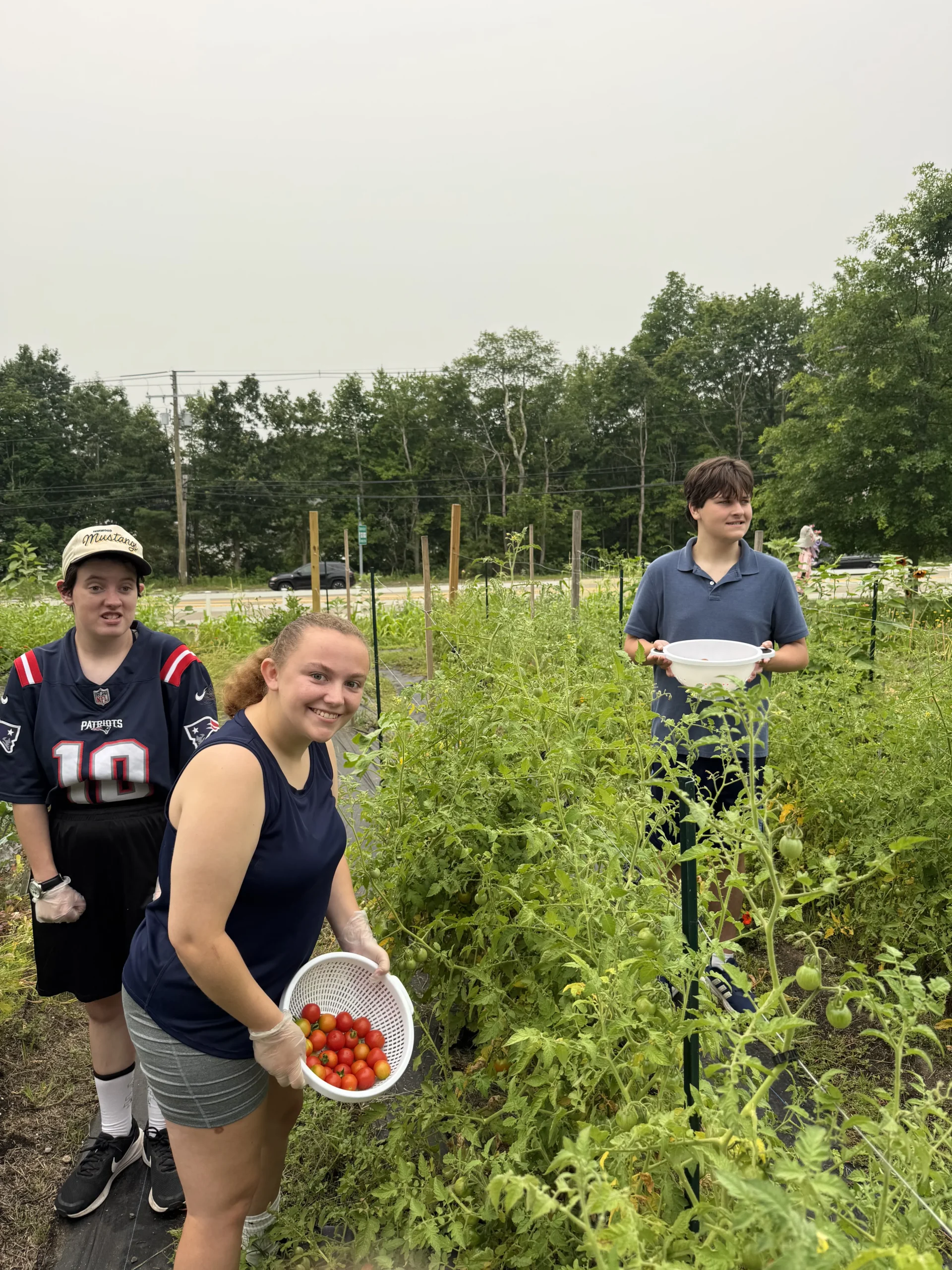 Student gardening
