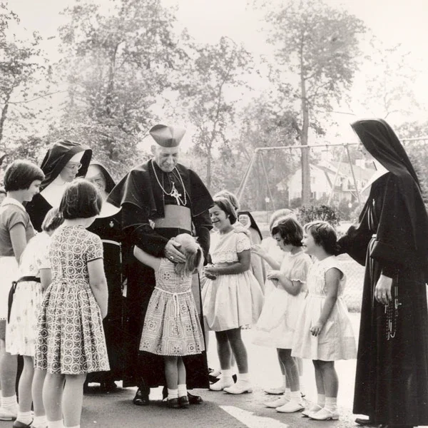 Cardinal Cushing with students