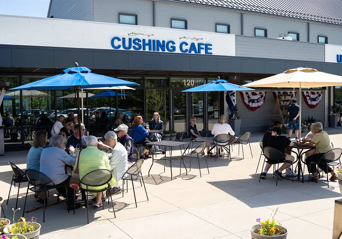 Cushing-Marketplace-Exterior-3x2 Exterior of The Cushing MarketPlace in summer