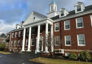 Front of Cushing school building